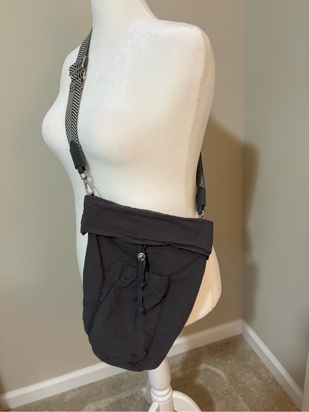 Zara dark grey slouchy cross body bag